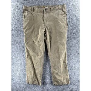 Mens Carhartt Khaki Work Pants Size 44x30 Tan Relaxed Fit